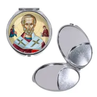 Круглое складное зеркало, цвет серебро, Николай Чудотворец C1139016