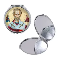 Круглое складное зеркало, цвет серебро, Николай Чудотворец C1139016
