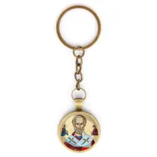 Круглый брелок, цвет бронза, с цепочкой, Николай Чудотворец C1139018