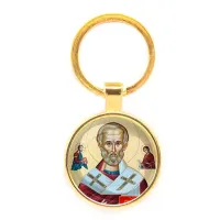 Круглый брелок, цвет золото, Николай Чудотворец C1139019