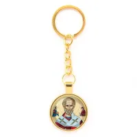 Круглый брелок, цвет золото, с цепочкой, Николай Чудотворец C1139020