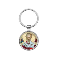Круглый брелок, цвет серебро, Николай Чудотворец C1139021