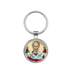 Круглый брелок, цвет серебро, Николай Чудотворец C1139021