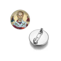 Круглый значок, цвет серебро, Николай Чудотворец C1139023