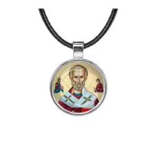 Кулон, цвет серебро, со шнурком, Николай Чудотворец C1139027