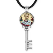 Кулон ключ, цвет серебро, со шнурком, Николай Чудотворец C1139043