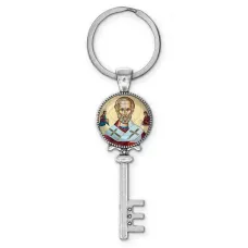 Брелок ключ, цвет серебро, с кольцом для ключей, Николай Чудотворец C1139044