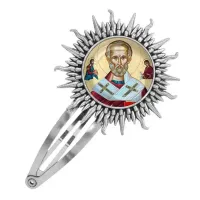 Заколка металлическая, цвет серебро, Николай Чудотворец C1139045