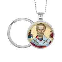 Кулон-брелок, цвет серебро, с цепочкой и кольцом, Николай Чудотворец C1139054