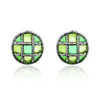 Серьги Круг с сеткой, цвет зеленый UD230-g