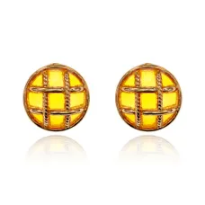 Серьги Круг с сеткой, цвет желтый UD230-y