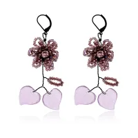 Серьги Цветок и листья, цвет фиолетовый UD233-p