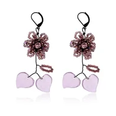 Серьги Цветок и листья, цвет фиолетовый UD233-p