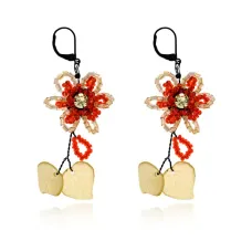 Серьги Цветок и листья, цвет желтый UD233-y