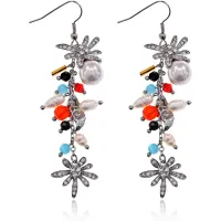 Серьги Флора с жемчугом и стразами UD241