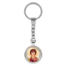 Круглый брелок, цвет серебро, с цепочкой, Пантелеймон Целитель C1142022