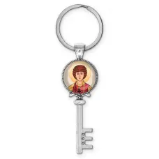 Брелок ключ, цвет серебро, с кольцом для ключей, Пантелеймон Целитель C1142044