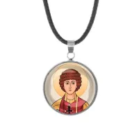 Кулон, нержавеющая сталь, со шнурком, Пантелеймон Целитель C1142062