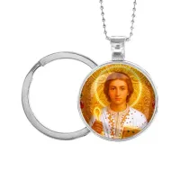 Кулон-брелок, цвет серебро, с цепочкой и кольцом, Пантелеймон Целитель C1143054