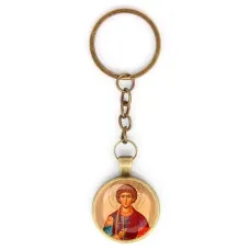 Круглый брелок, цвет бронза, с цепочкой, Пантелеймон Целитель C1144018