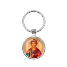 Круглый брелок, цвет серебро, Пантелеймон Целитель C1144021