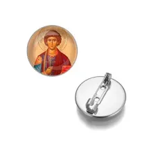 Круглый значок, цвет серебро, Пантелеймон Целитель C1144023