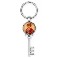 Брелок ключ, цвет серебро, с кольцом для ключей, Пантелеймон Целитель C1144044