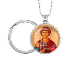 Кулон-брелок, цвет серебро, с цепочкой и кольцом, Пантелеймон Целитель C1144054