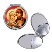 Круглое складное зеркало, цвет серебро, Петр и Феврония C1145016