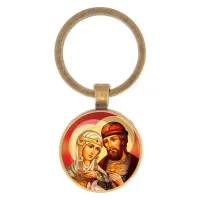 Круглый брелок, цвет бронза, Петр и Феврония C1145017