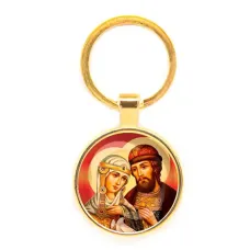 Круглый брелок, цвет золото, Петр и Феврония C1145019