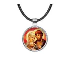 Кулон, цвет серебро, со шнурком, Петр и Феврония C1145027