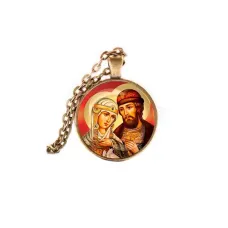 Кулон, цвет бронза, с цепочкой, Петр и Феврония C1145028