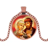 Кулон, цвет медь, с цепочкой, Петр и Феврония C1145030