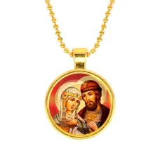 Кулон, цвет золото, с цепочкой, Петр и Феврония C1145032