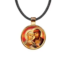 Кулон, цвет золото, со шнурком, Петр и Феврония C1145033