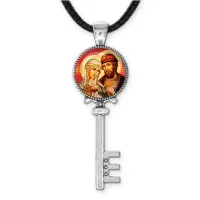 Кулон ключ, цвет серебро, со шнурком, Петр и Феврония C1145043