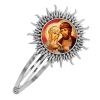 Заколка металлическая, цвет серебро, Петр и Феврония C1145045