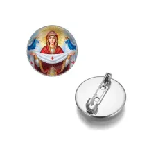 Круглый значок, цвет серебро, Покров Божией Матери C1146023