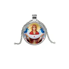 Кулон, цвет серебро, с цепочкой, Покров Божией Матери C1146026