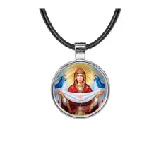 Кулон, цвет серебро, со шнурком, Покров Божией Матери C1146027