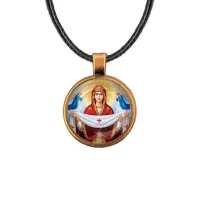Кулон, цвет бронза, со шнурком, Покров Божией Матери C1146029