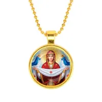 Кулон, цвет золото, с цепочкой, Покров Божией Матери C1146032