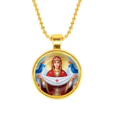 Кулон, цвет золото, с цепочкой, Покров Божией Матери C1146032