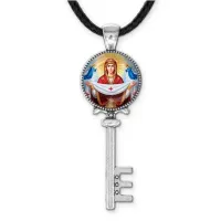 Кулон ключ, цвет серебро, со шнурком, Покров Божией Матери C1146043