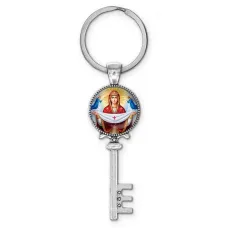 Брелок ключ, цвет серебро, с кольцом для ключей, Покров Божией Матери C1146044