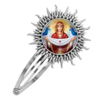 Заколка металлическая, цвет серебро, Покров Божией Матери C1146045
