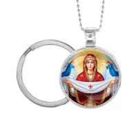 Кулон-брелок, цвет серебро, с цепочкой и кольцом, Покров Божией Матери C1146054