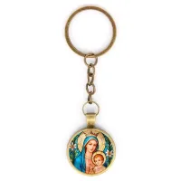 Круглый брелок, цвет бронза, с цепочкой, Пресвятая Богородица C1147018