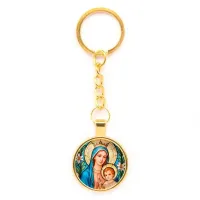 Круглый брелок, цвет золото, с цепочкой, Пресвятая Богородица C1147020